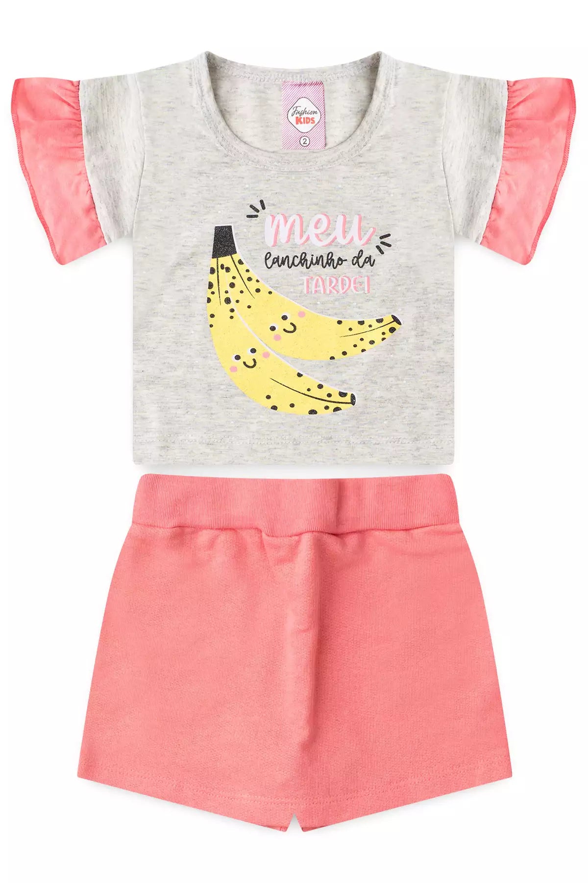 Conjunto Curto para Menina Banana Divertida Mescla