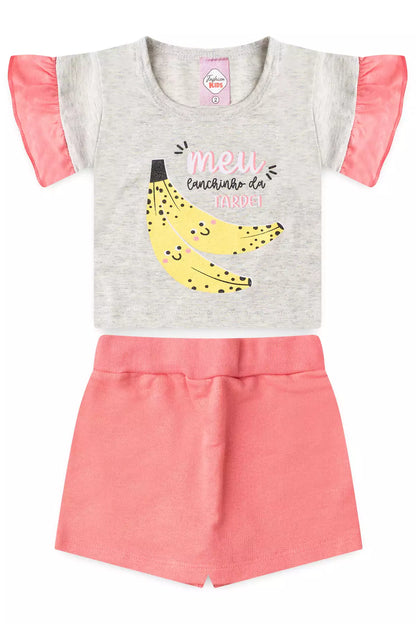 Conjunto Curto para Menina Banana Divertida Mescla