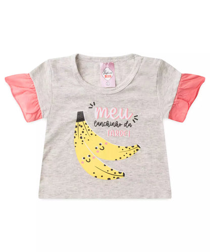 Conjunto Curto para Menina Banana Divertida Mescla