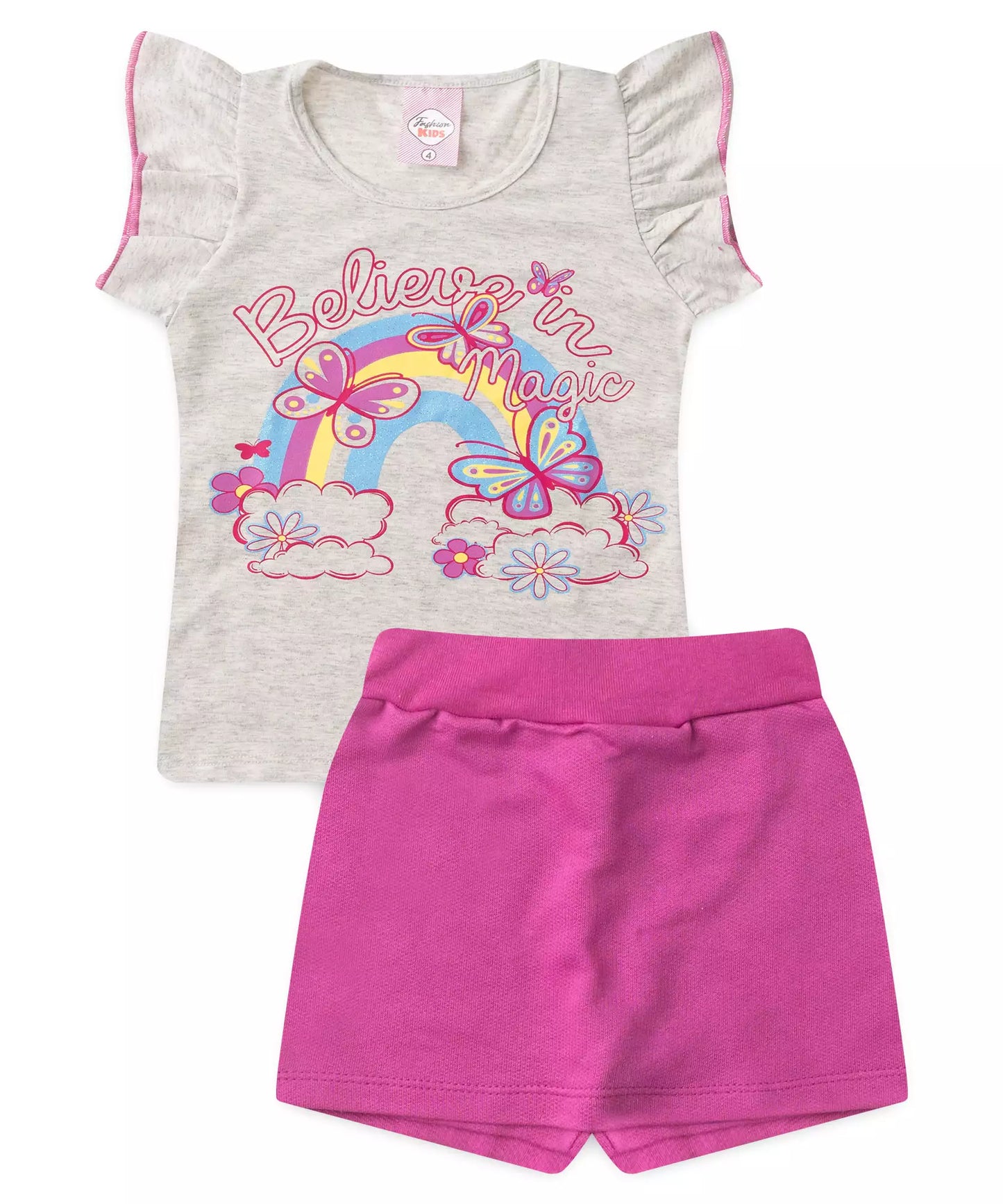 Conjunto Curto para Menina Borboletas Mescla