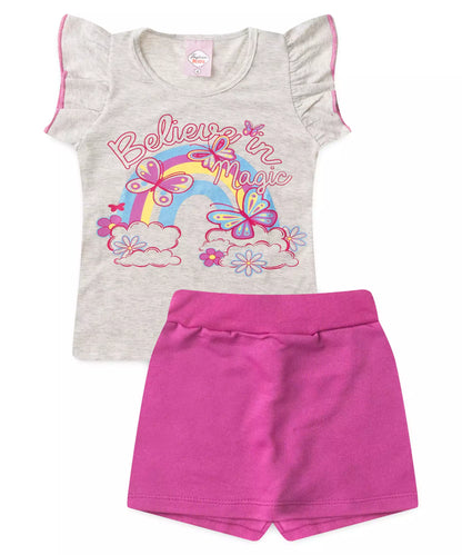 Conjunto Curto para Menina Borboletas Mescla