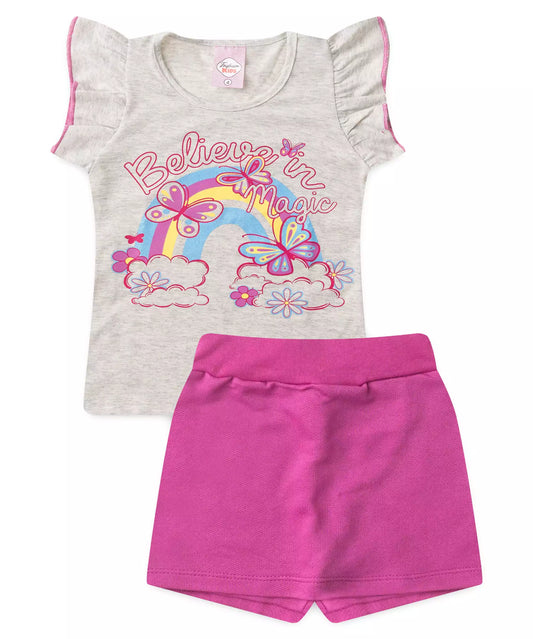Conjunto Curto para Menina Borboletas Mescla