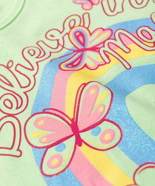 Conjunto Curto para Menina Borboletas Verde