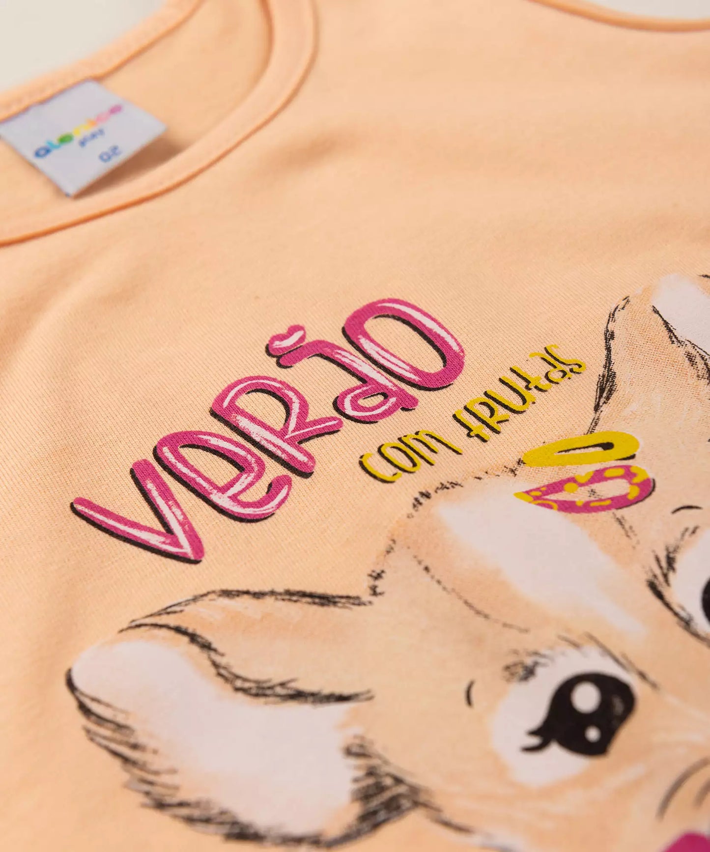 Conjunto Curto para Menina Cachorrinho Salmão