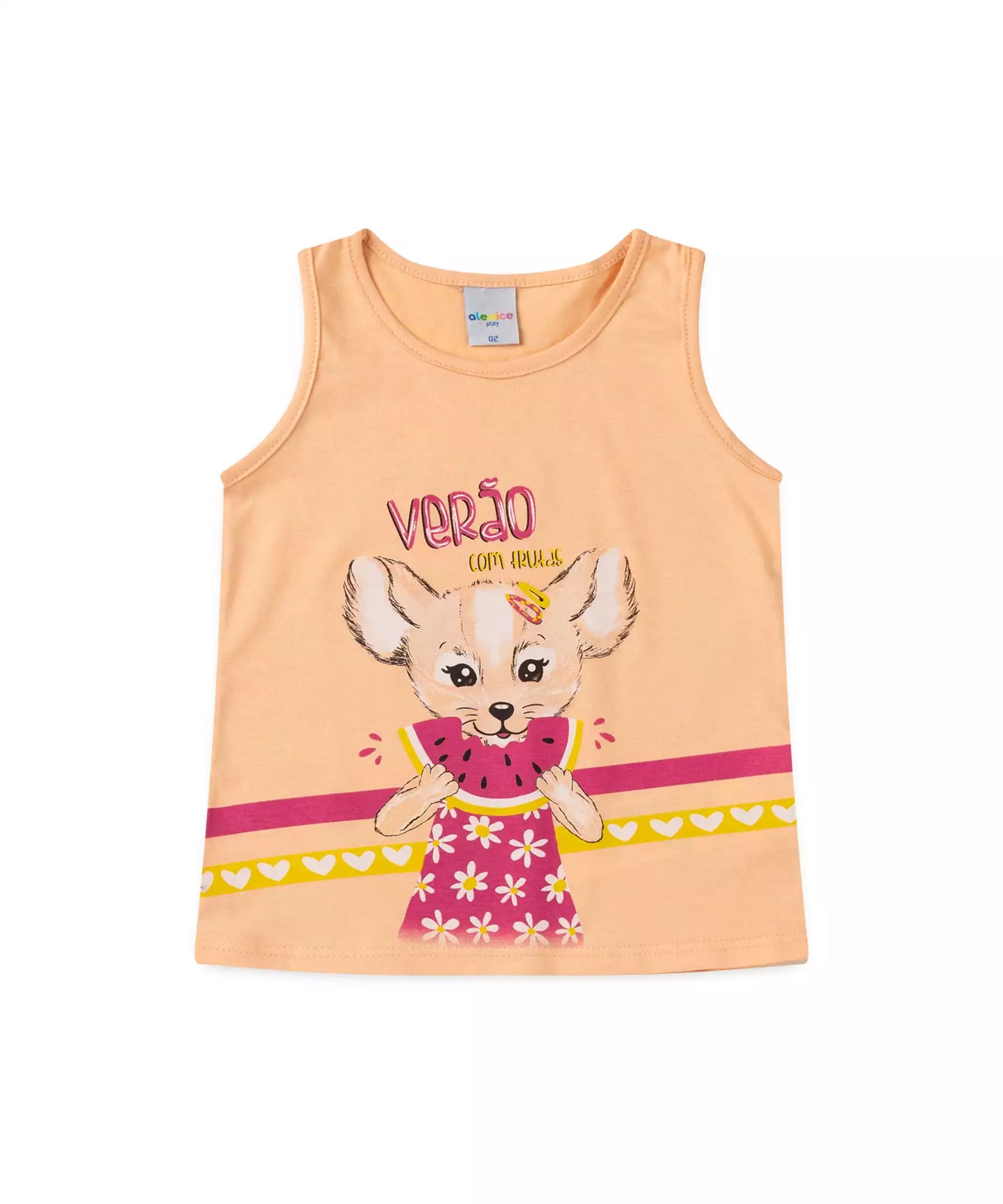 Conjunto Curto para Menina Cachorrinho Salmão