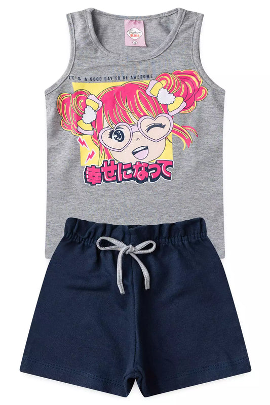 Conjunto Curto para Menina Garotinha Fashion Mescla