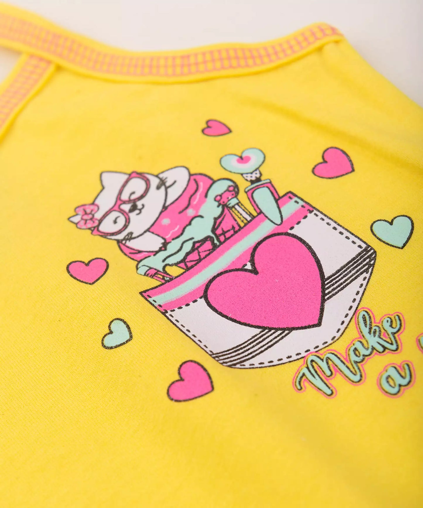 Conjunto Curto para Menina Gatinho Amarelo