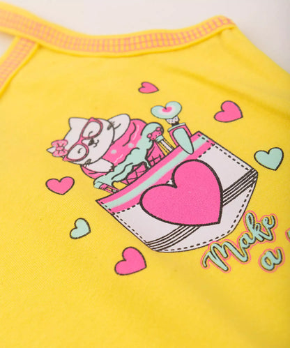 Conjunto Curto para Menina Gatinho Amarelo