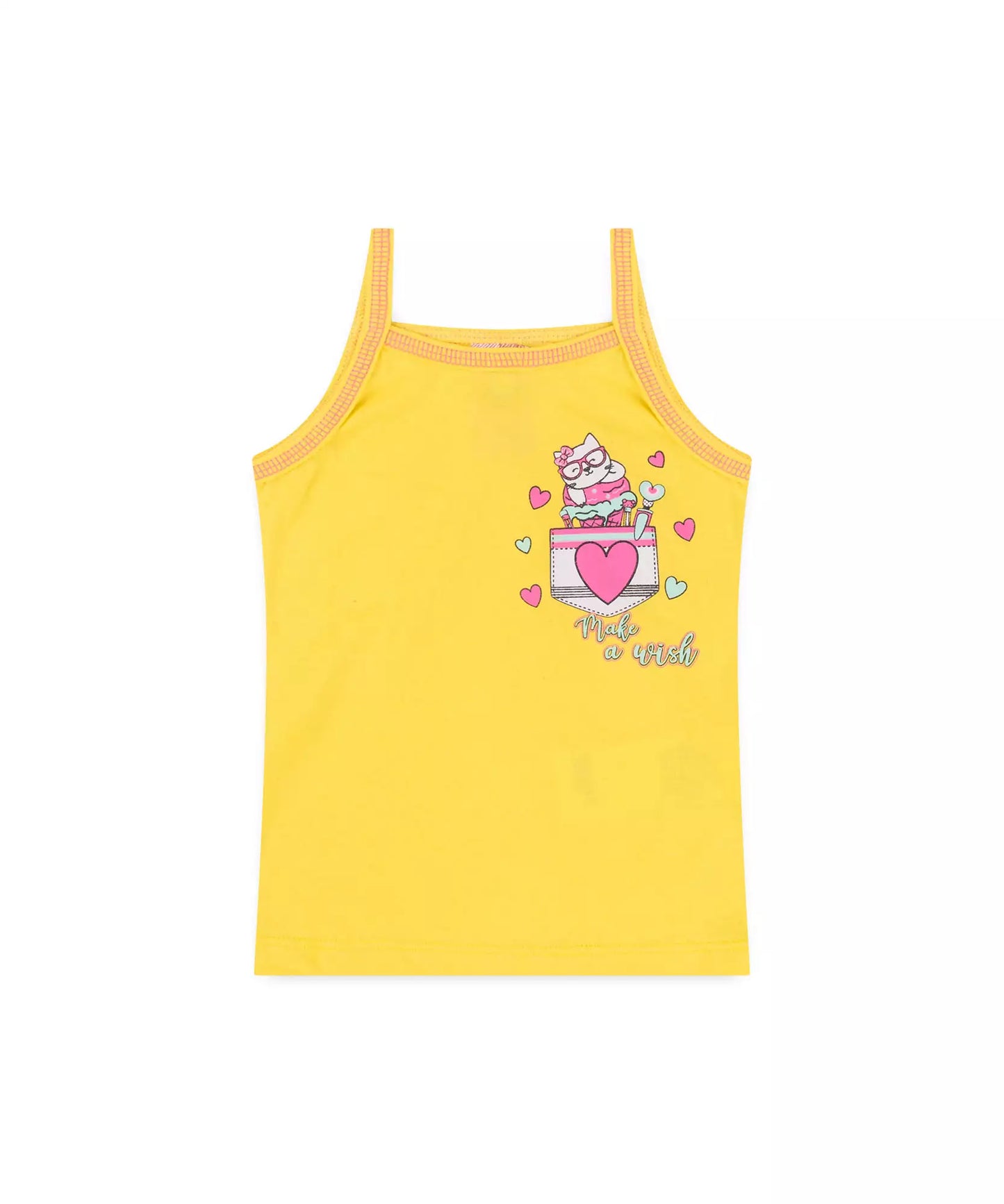 Conjunto Curto para Menina Gatinho Amarelo
