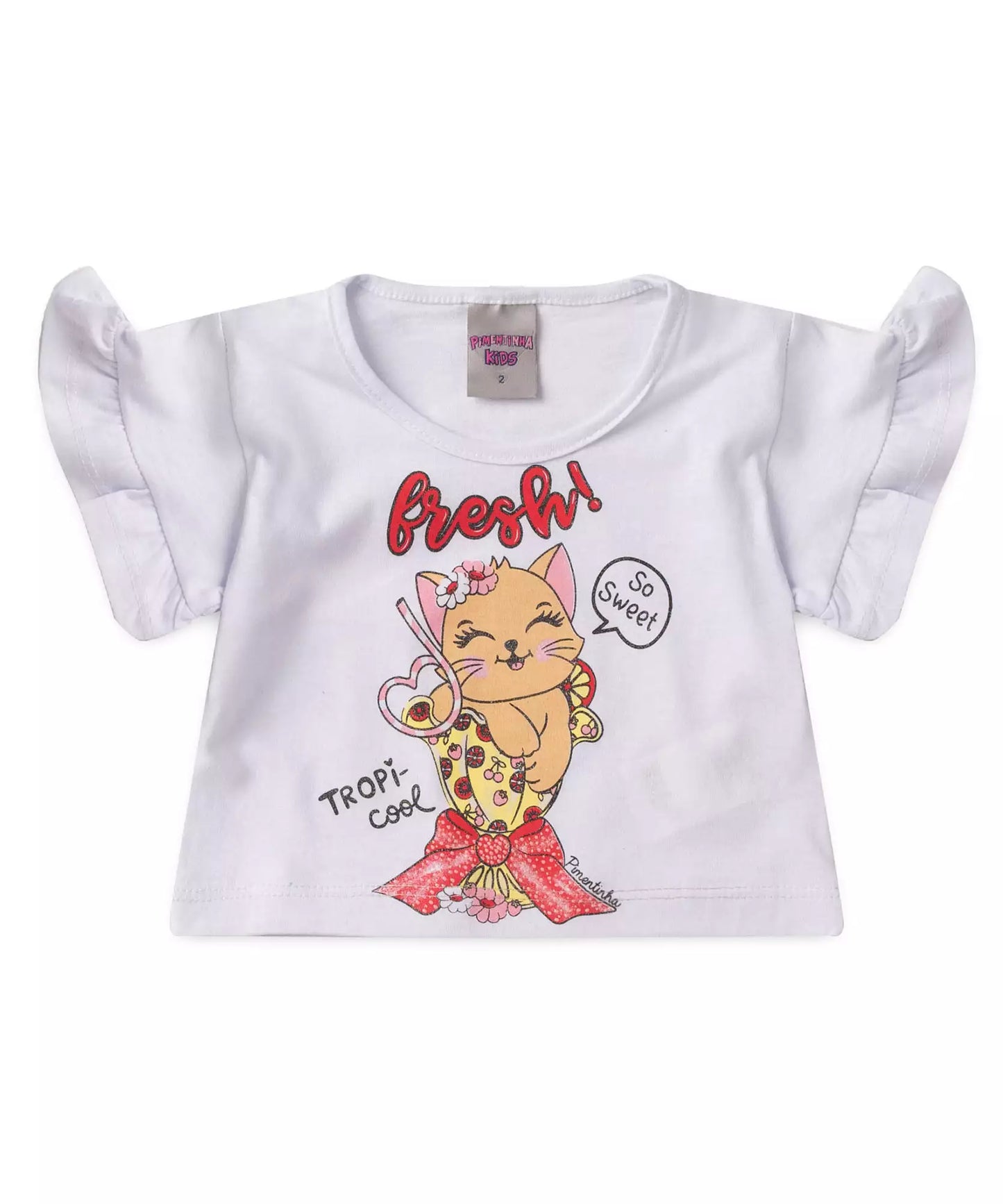 Conjunto Curto para Menina Gatinho Branco