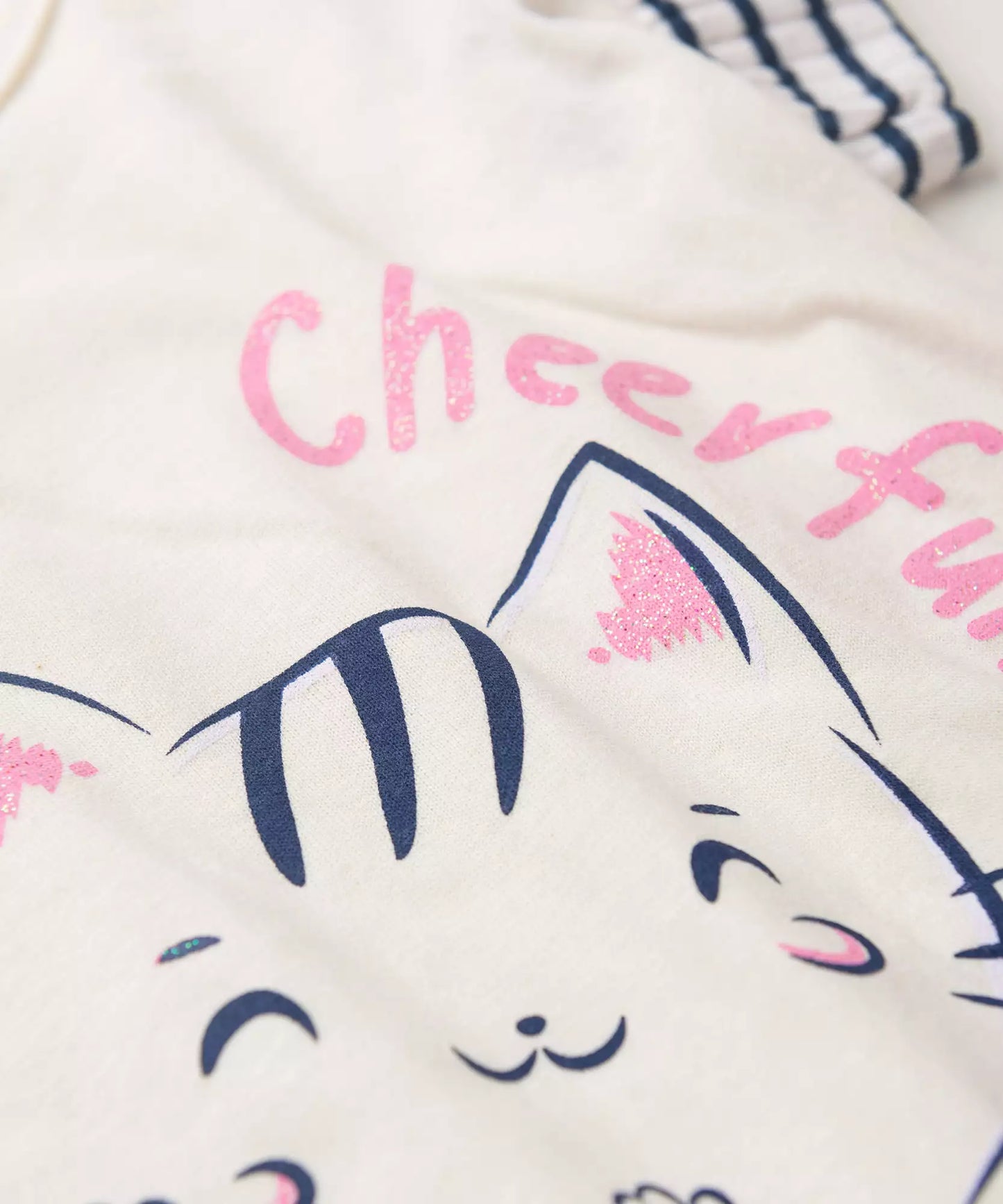 Conjunto Curto para Menina Gatinho em Marfim