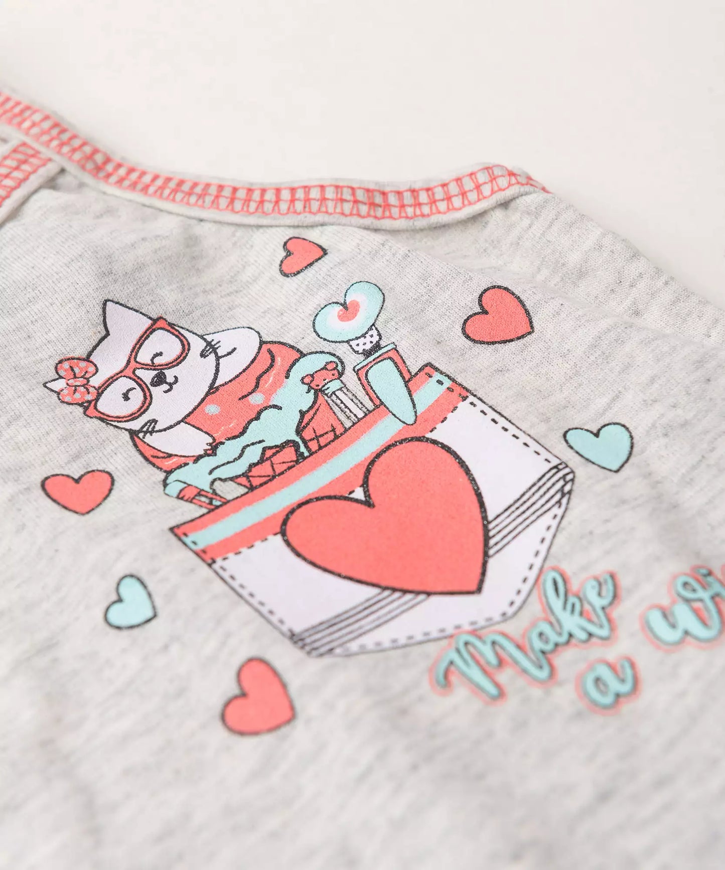 Conjunto Curto para Menina Gatinho Mescla