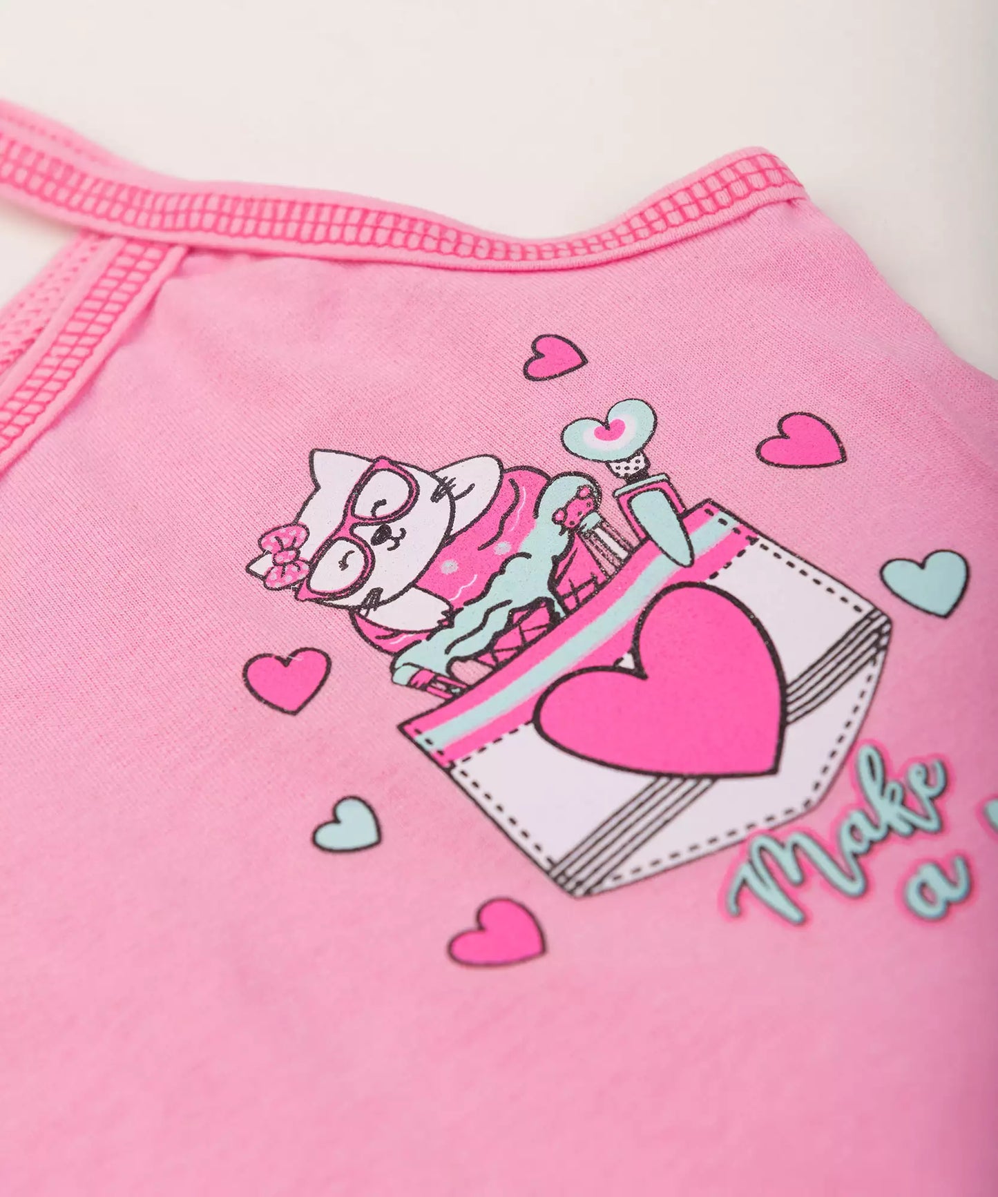 Conjunto Curto para Menina Rosa Gatinho