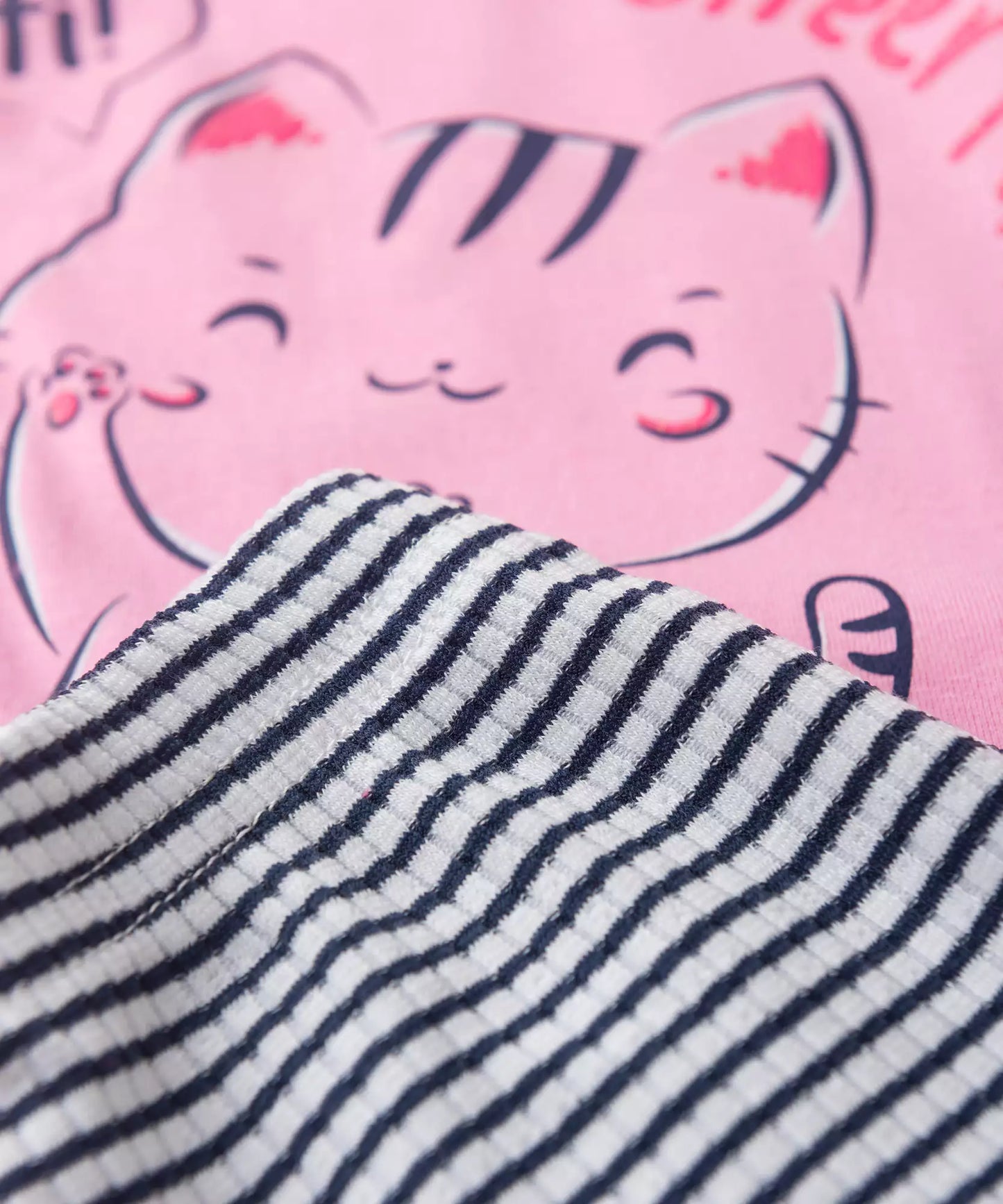 Conjunto Curto para Menina Gatinho em Rosa