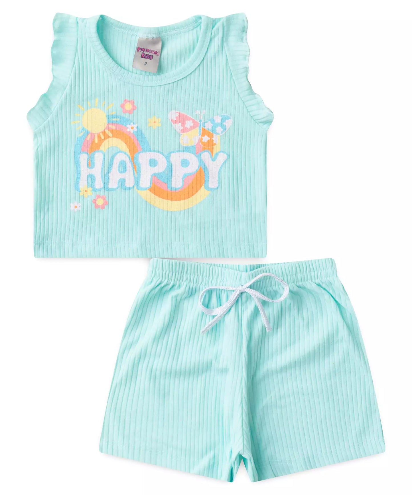 Conjunto Curto para Menina Happy Day Azul