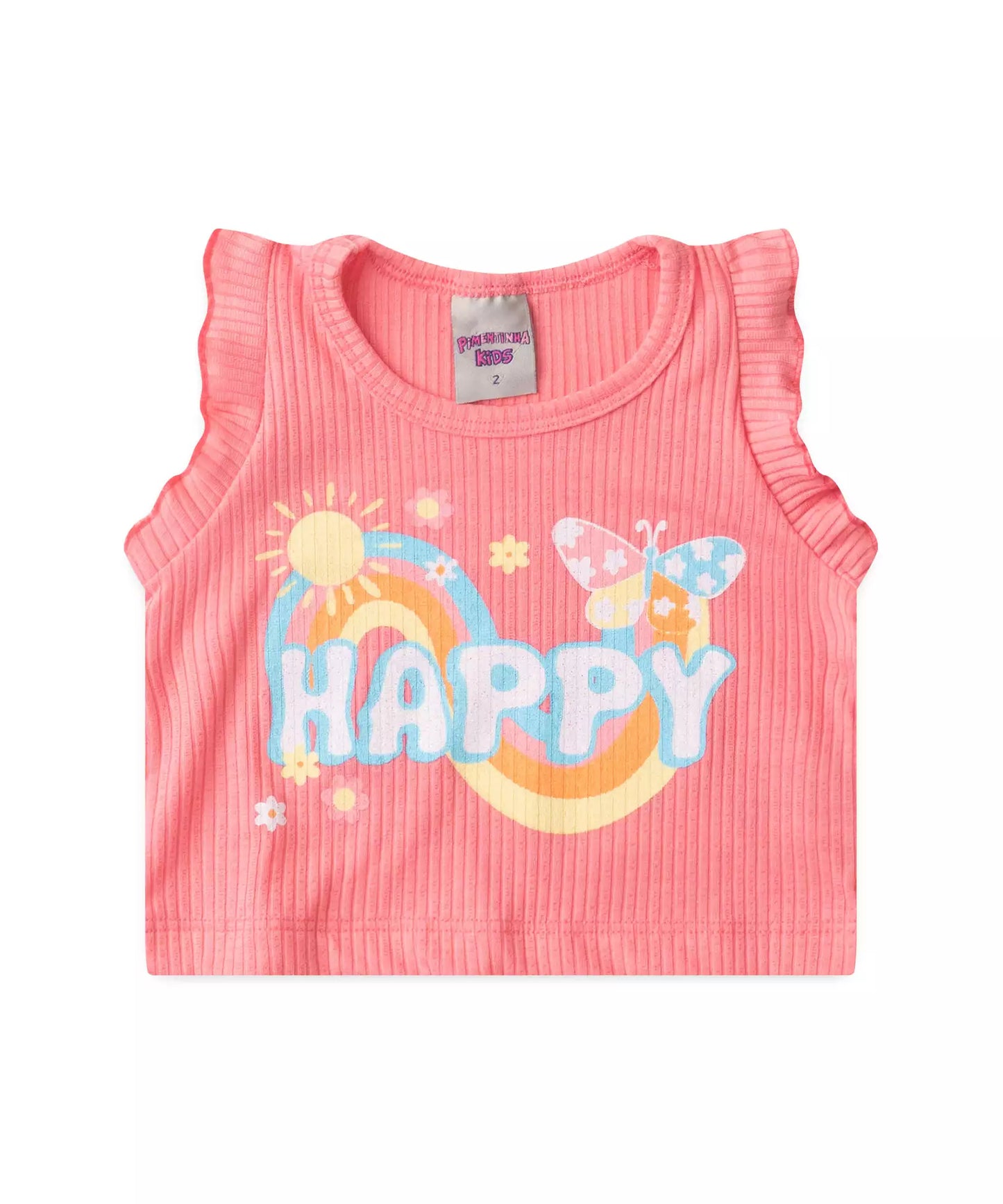 Conjunto Curto para Menina Happy Day Rosa