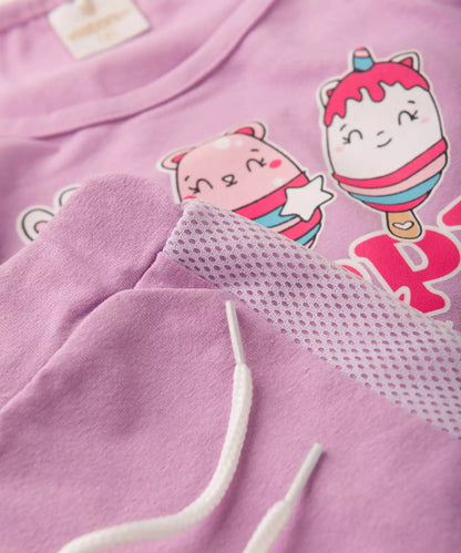 Conjunto Curto para Menina Unicórnio Lilás