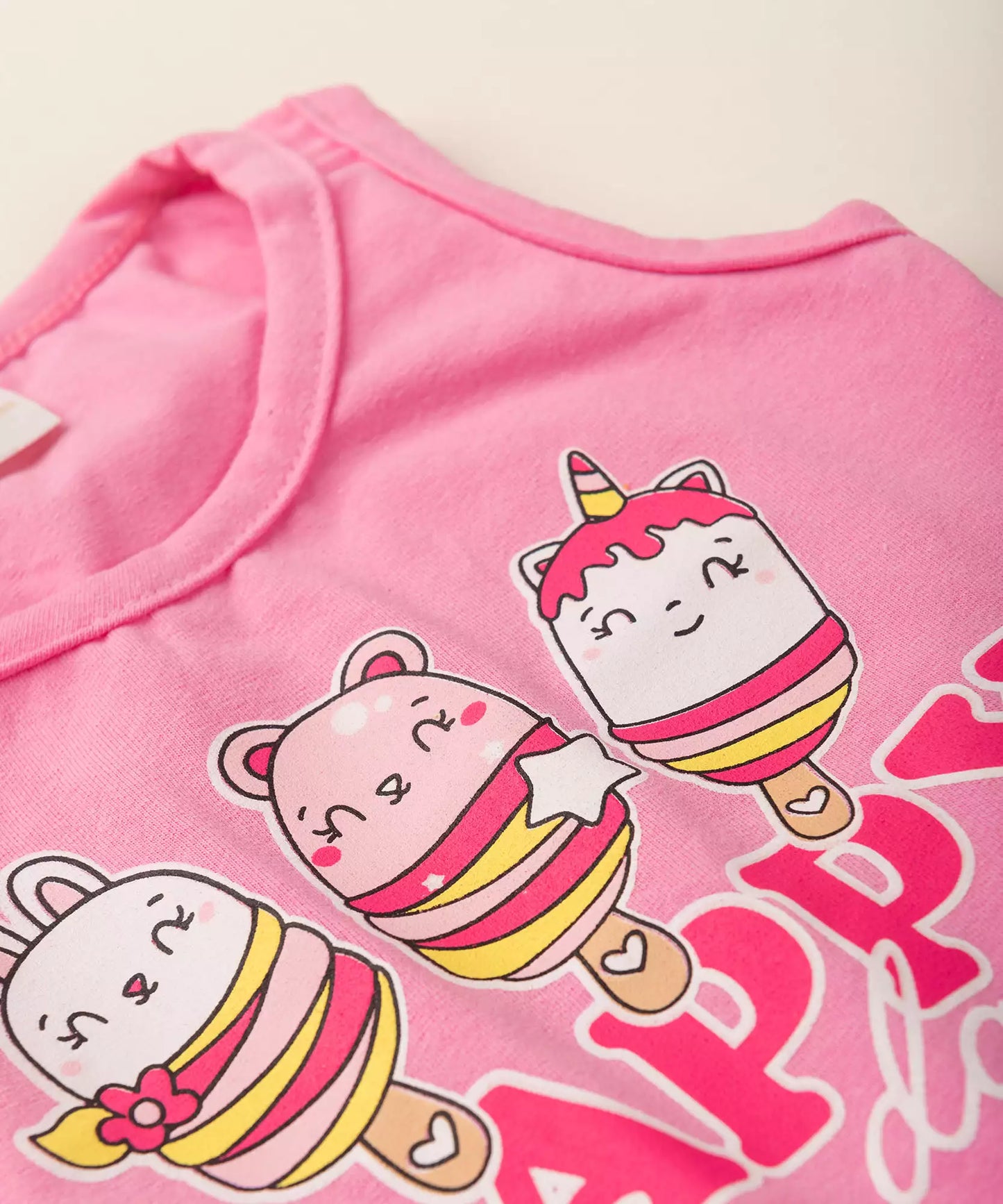 Conjunto Curto para Menina Unicórnio Rosa