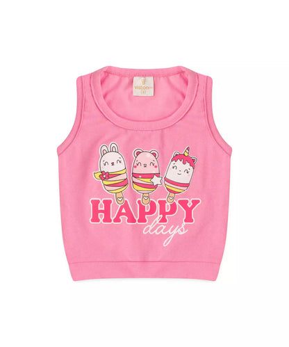 Conjunto Curto para Menina Unicórnio Rosa