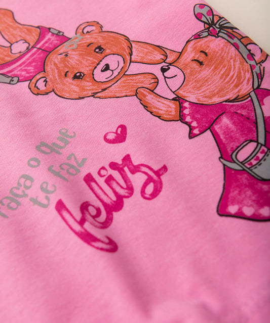 Conjunto Curto para Menina Ursinhas Rosa