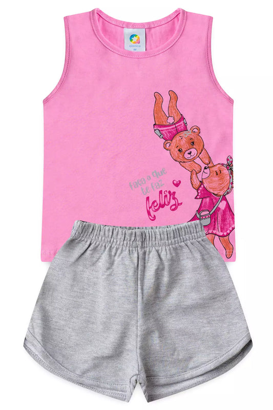 Conjunto Curto para Menina Ursinhas Rosa