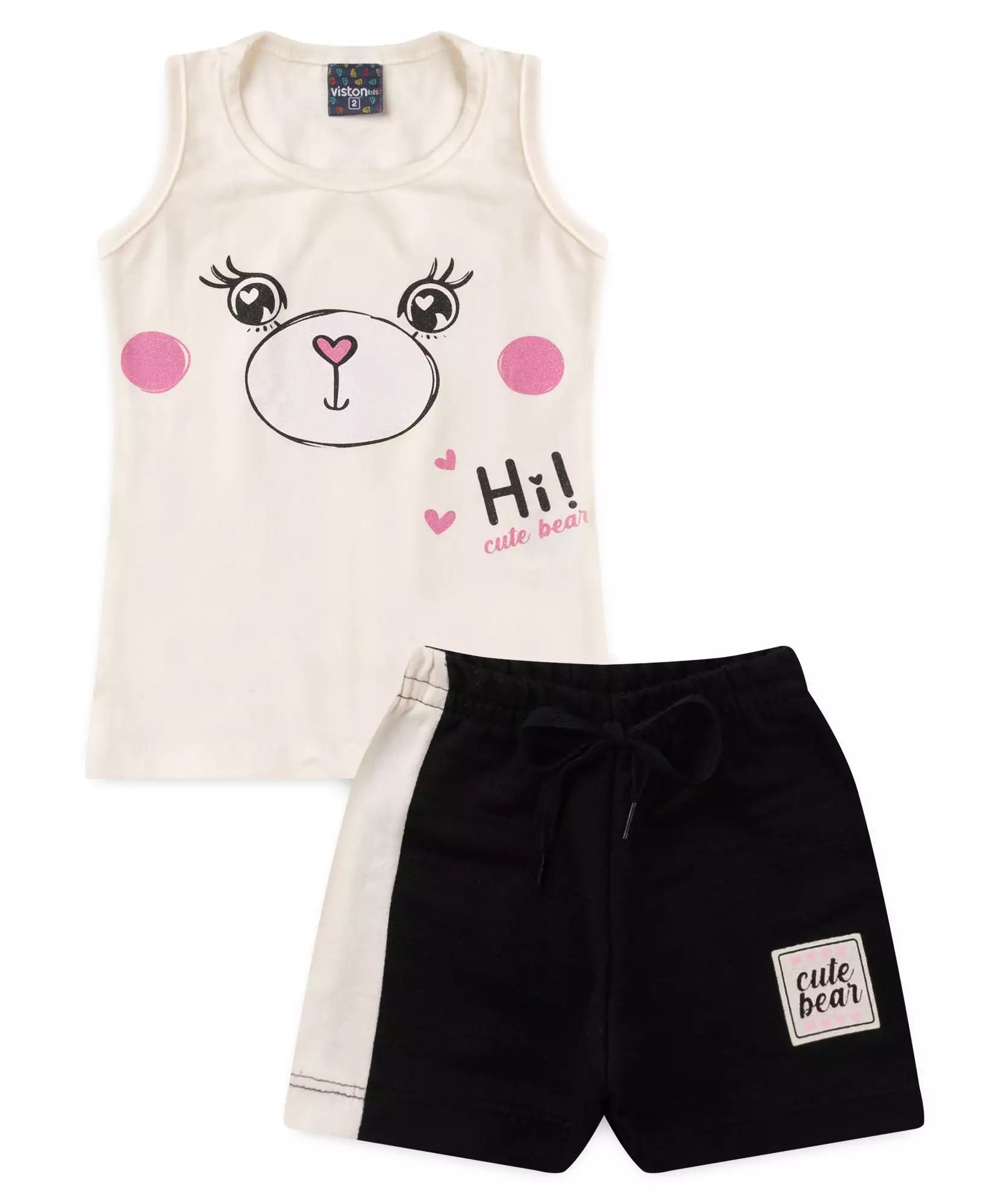 Conjunto Curto para Menina Ursinho Marfim