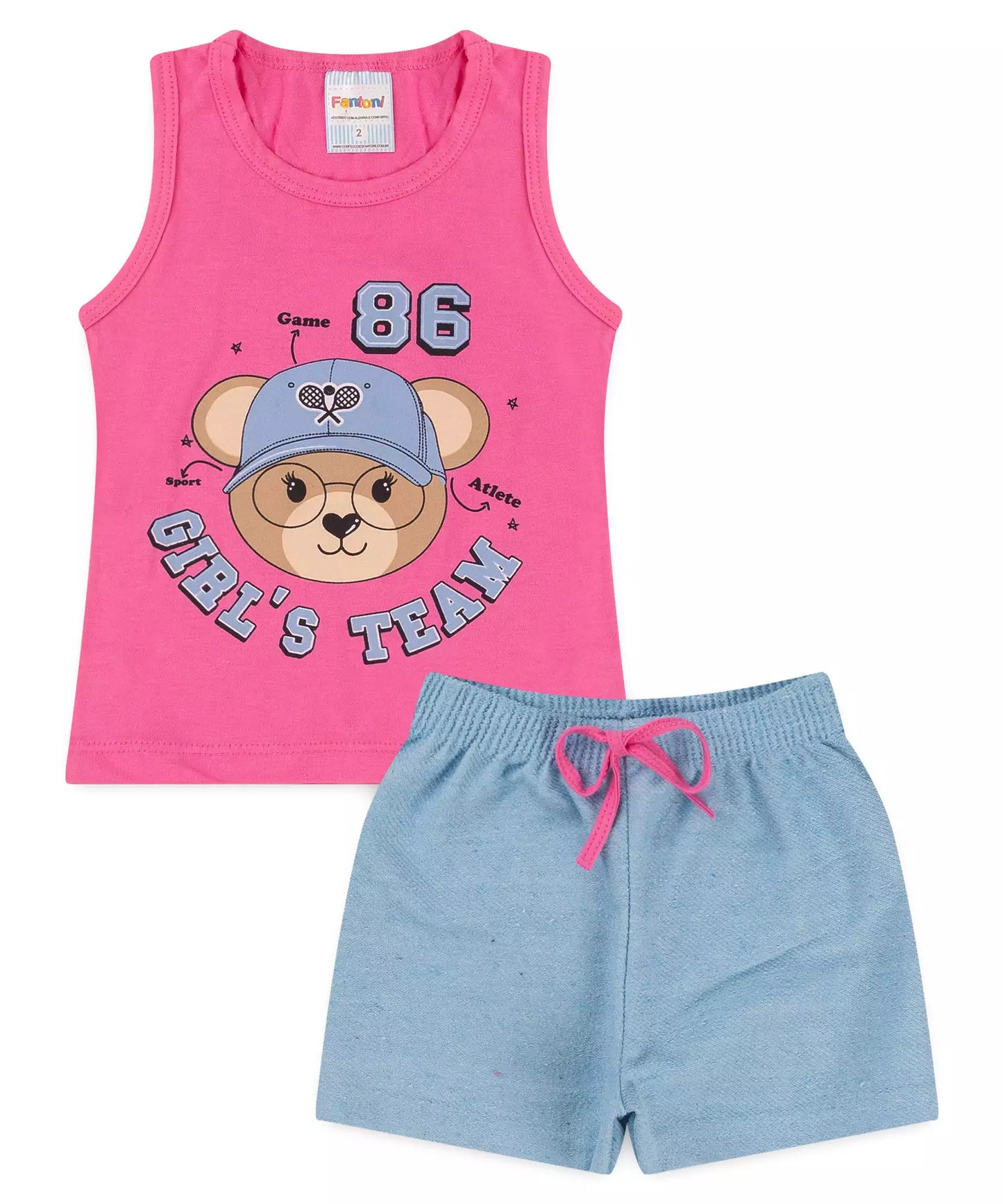 Conjunto Curto para Menina Ursinho Pink