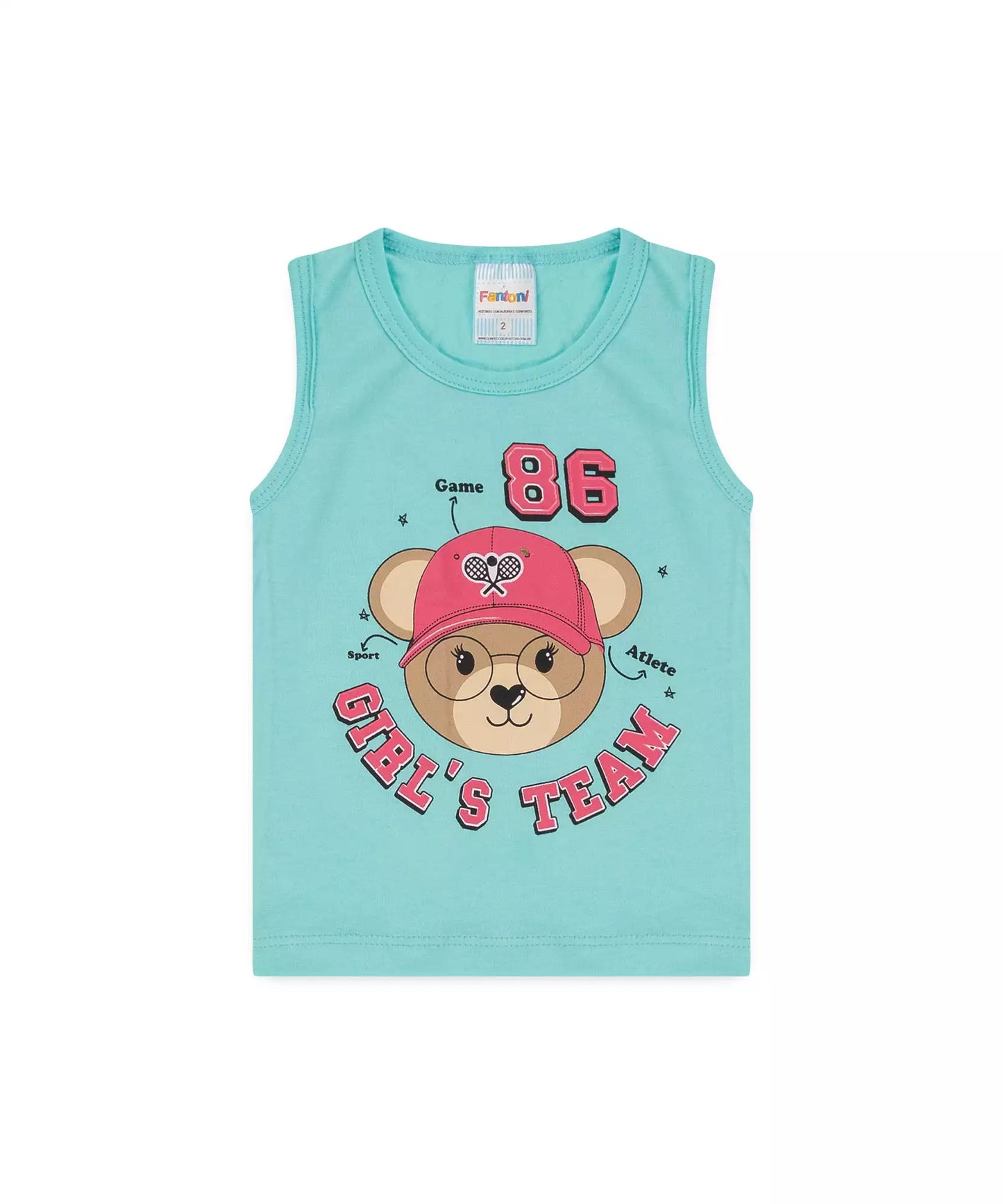 Conjunto Curto para Menina Ursinho em Verde