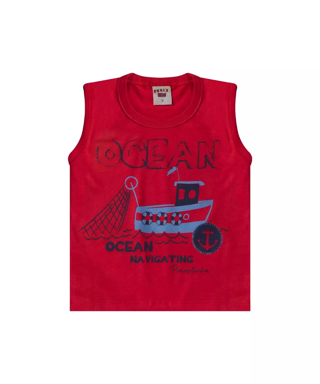 Conjunto Curto para Menino Barco Vermelho