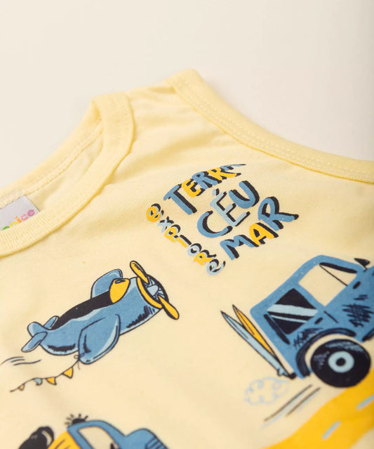 Conjunto Curto para Menino Carrinho Amarelo