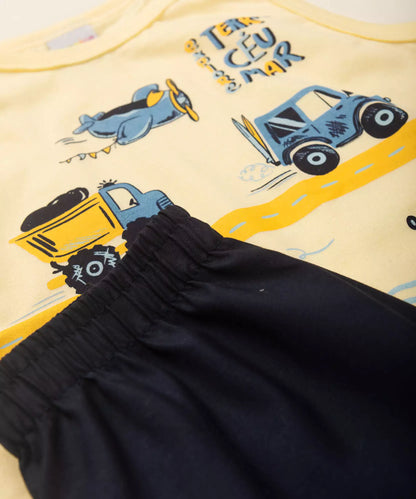 Conjunto Curto para Menino Carrinho Amarelo