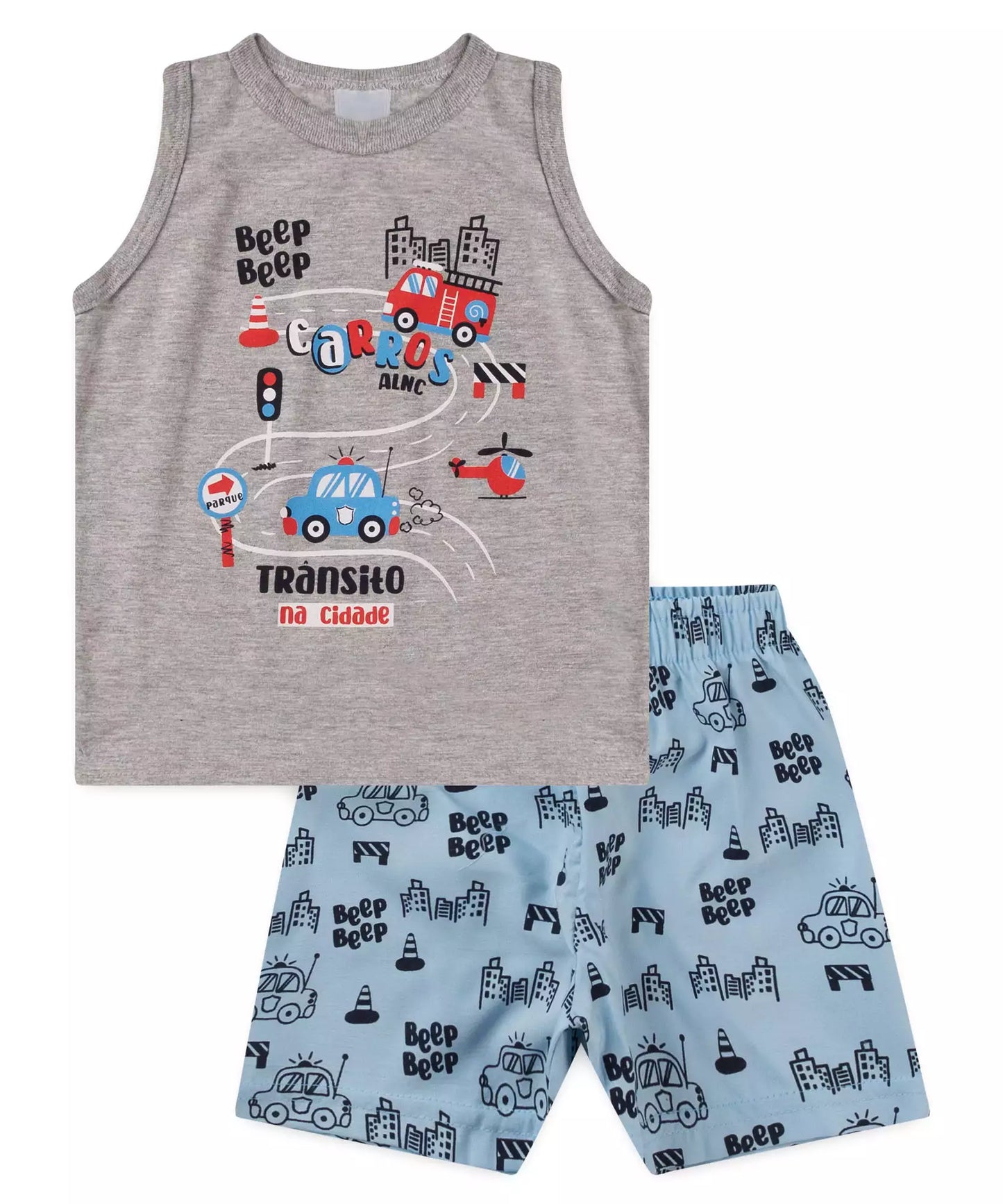 Conjunto Curto para Menino Carros Mescla