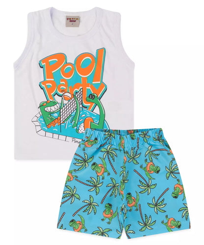 Conjunto Curto para Menino no Branco Dino