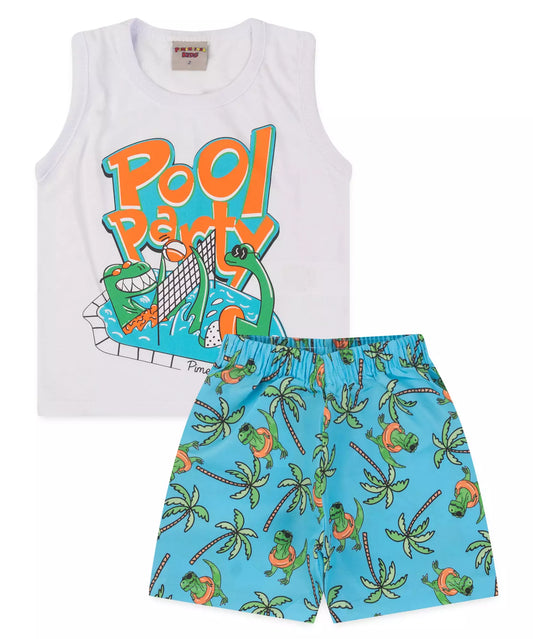 Conjunto Curto para Menino no Branco Dino