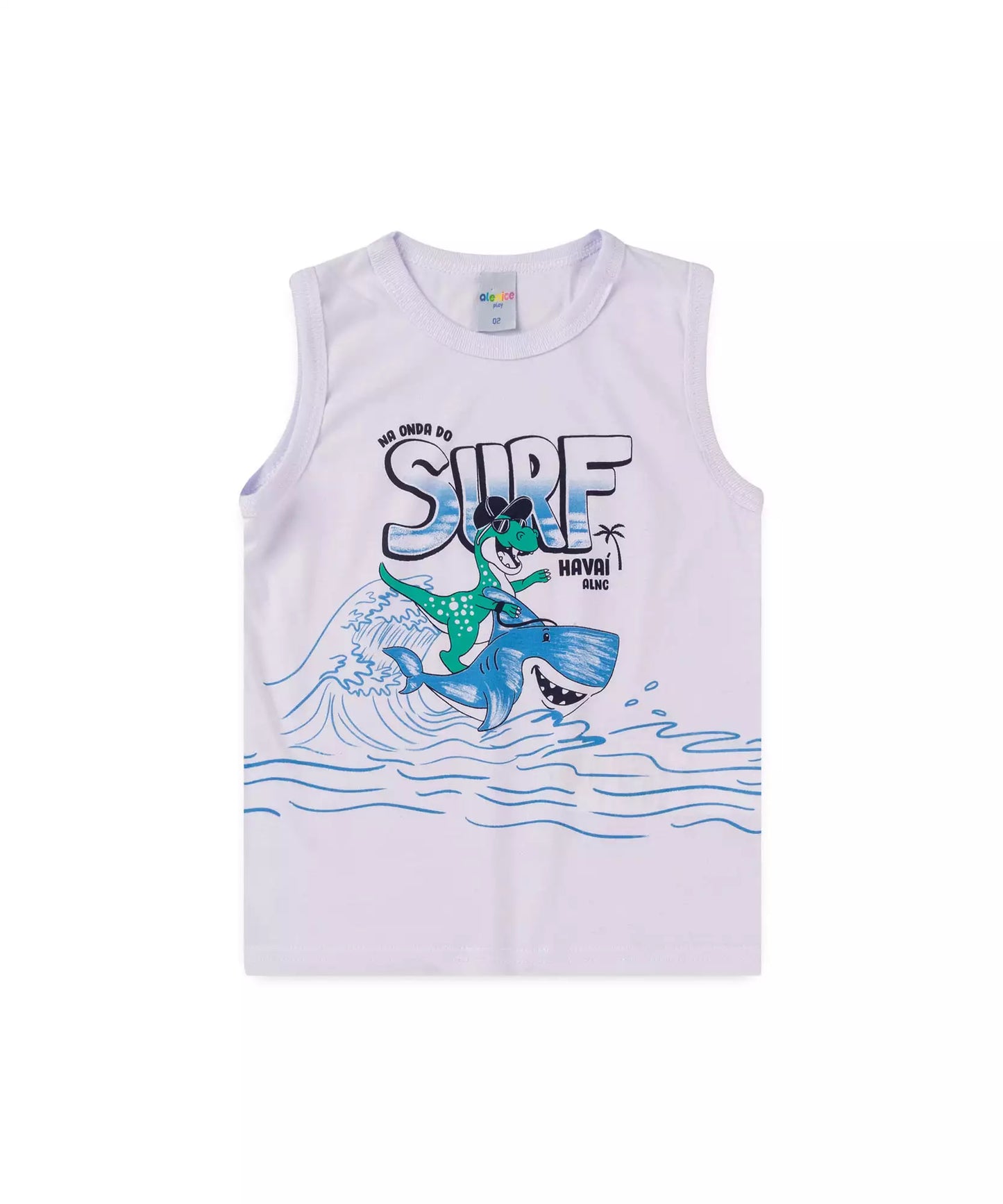 Conjunto Curto para Menino Dinossauro Branco