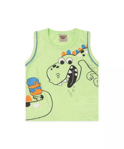 Conjunto Curto para Menino no Verde Dinossauro
