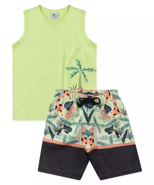 Conjunto Curto para Menino Girafinha Verde