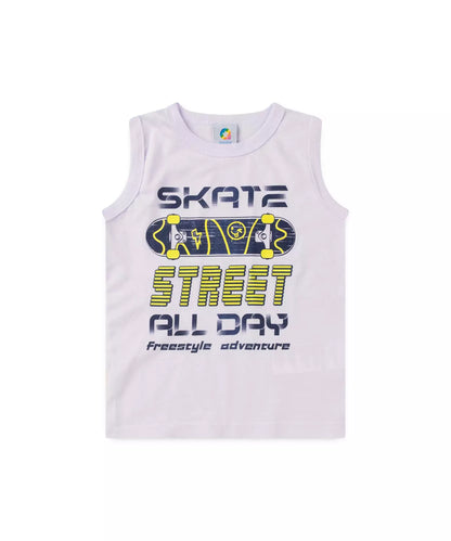 Conjunto Curto para Menino Skate Branco