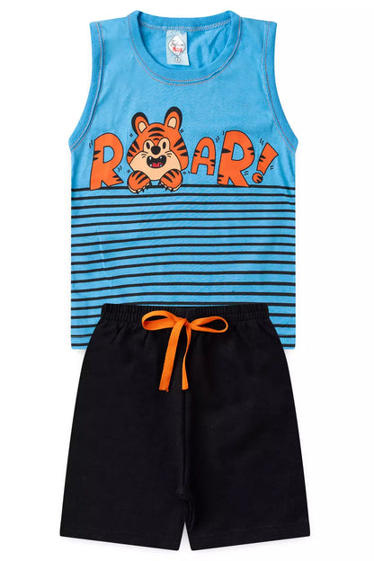 Conjunto Curto para Menino Tigre Azul