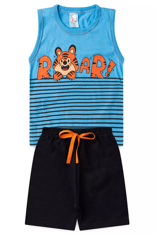 Conjunto Curto para Menino Tigre Azul
