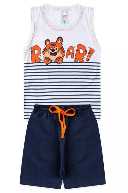 Conjunto Curto para Menino Tigre Branco