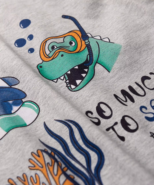 Conjunto Curto para Menino Tubarão Mescla