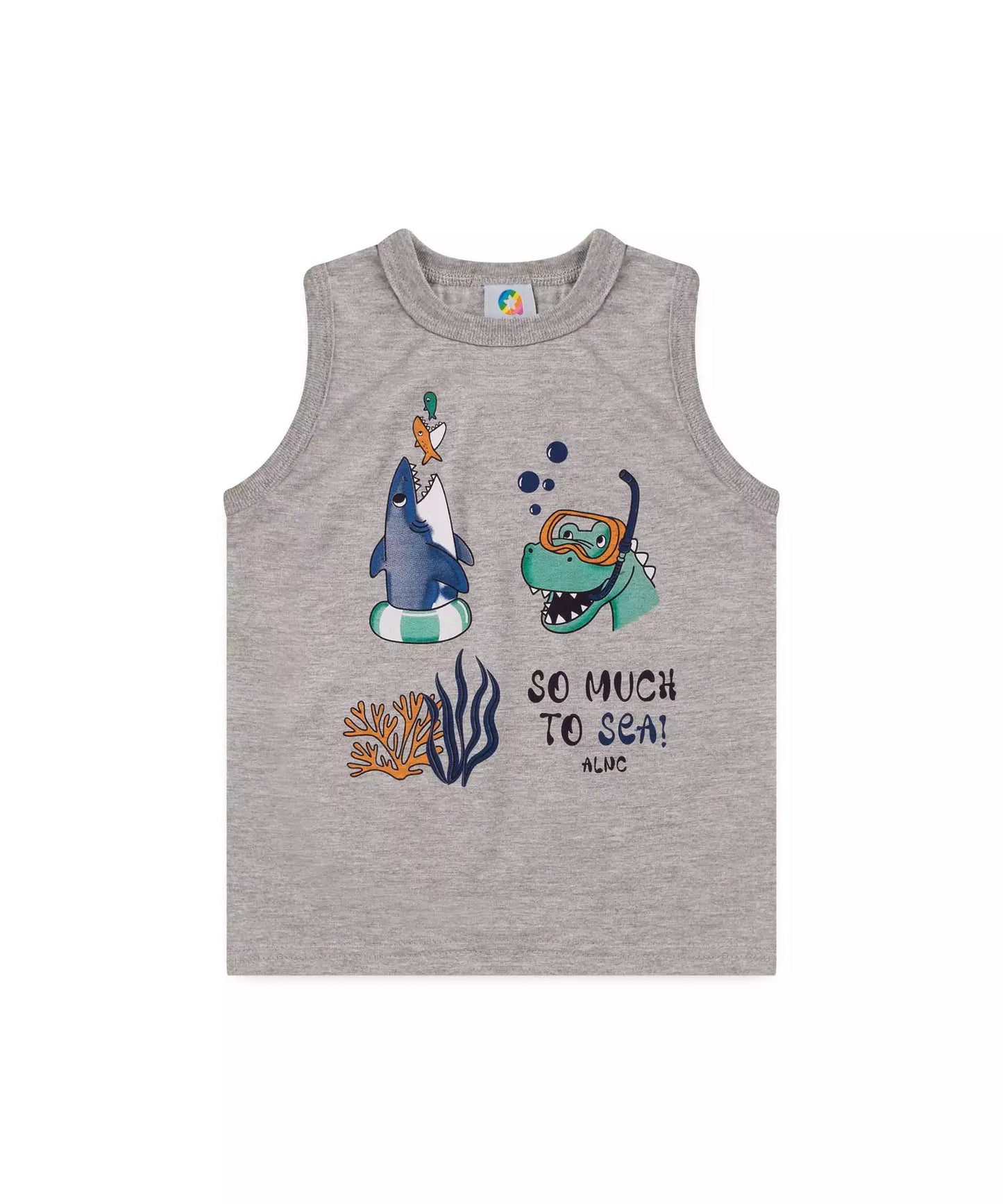 Conjunto Curto para Menino Tubarão Mescla