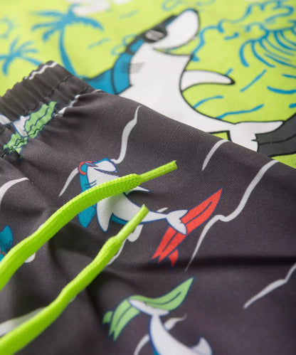 Conjunto Curto para Menino no Tubarão em Verde