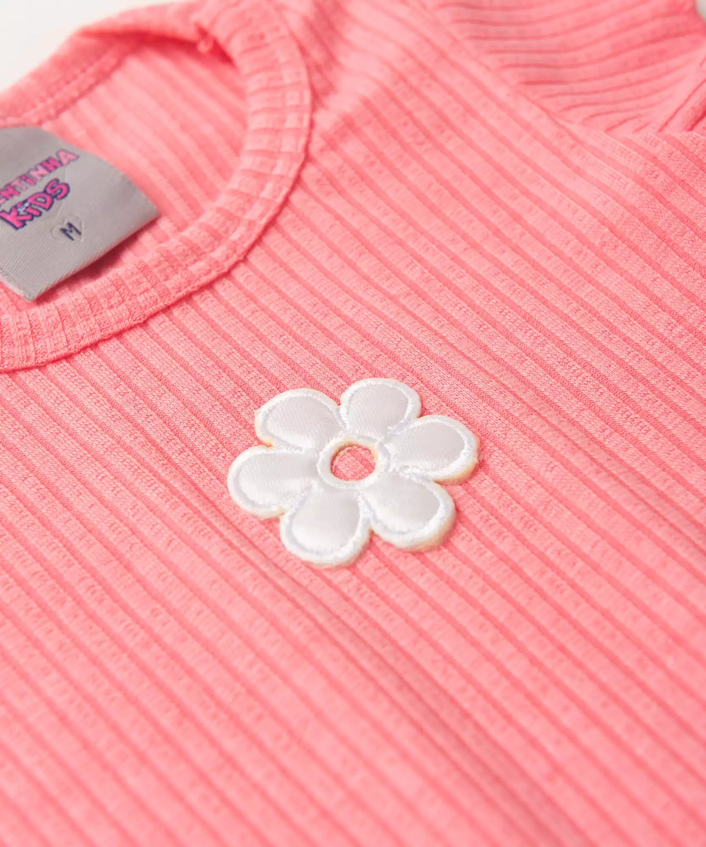 Conjunto de Bebê Menina Florzinha Salmão