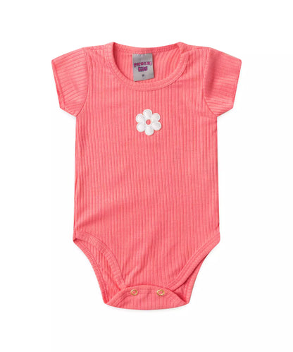 Conjunto de Bebê Menina Florzinha Salmão