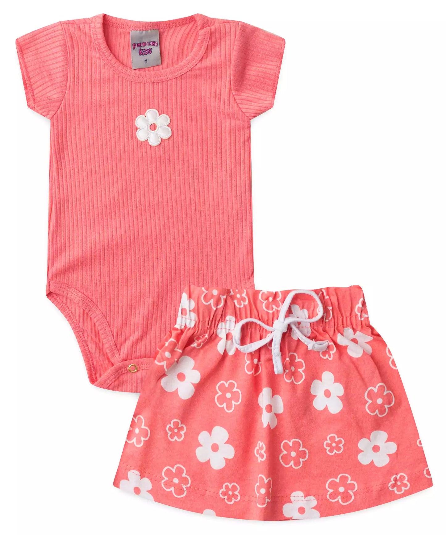 Conjunto de Bebê Menina Florzinha Salmão