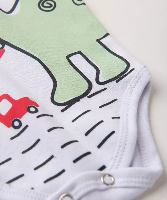Conjunto de Body para Bebê Menino Dino Branco