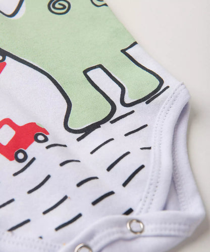 Conjunto de Body para Bebê Menino Dino Branco