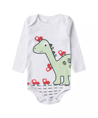 Conjunto de Body para Bebê Menino Dino Branco